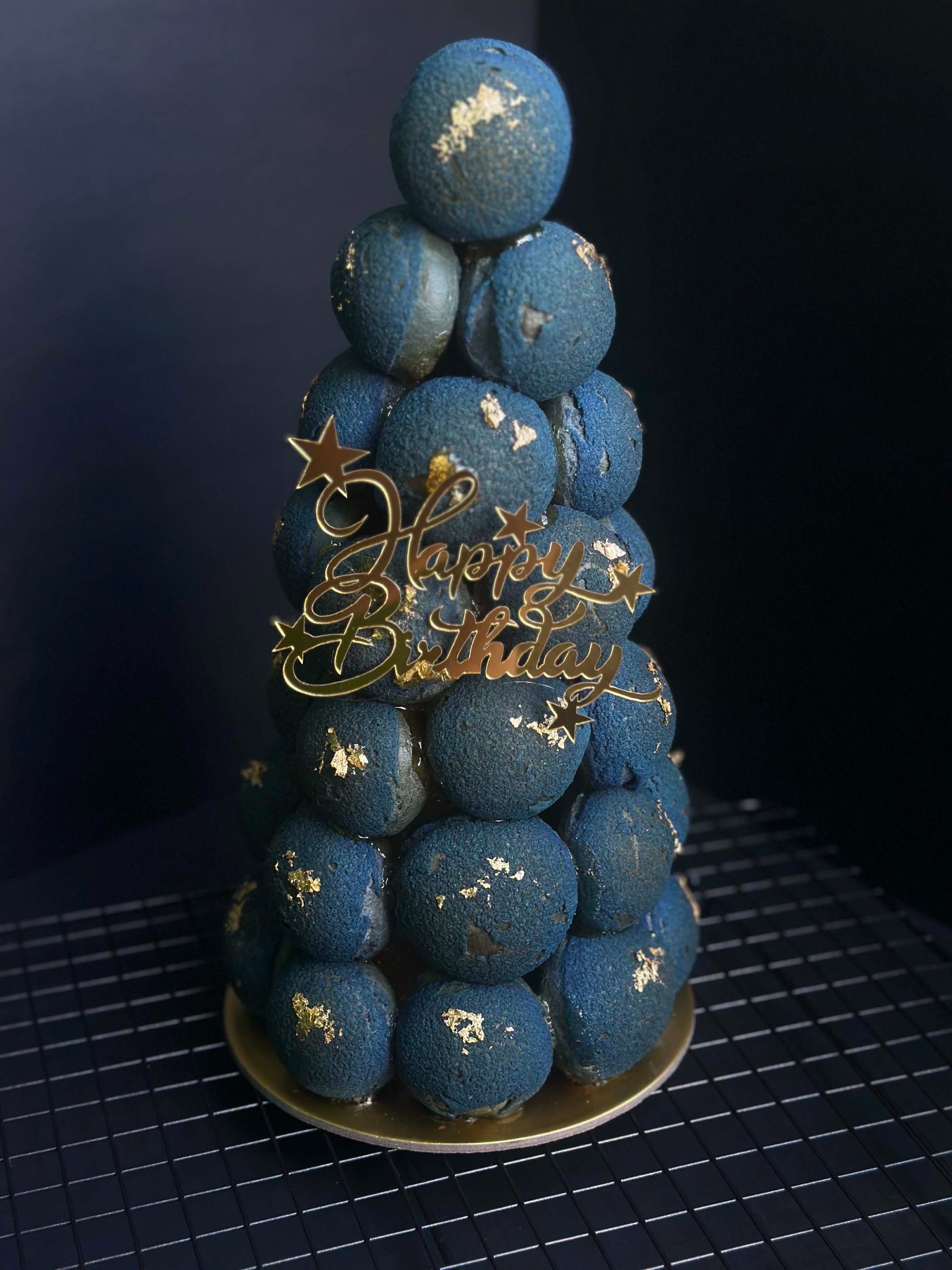 White and gold croquembouche